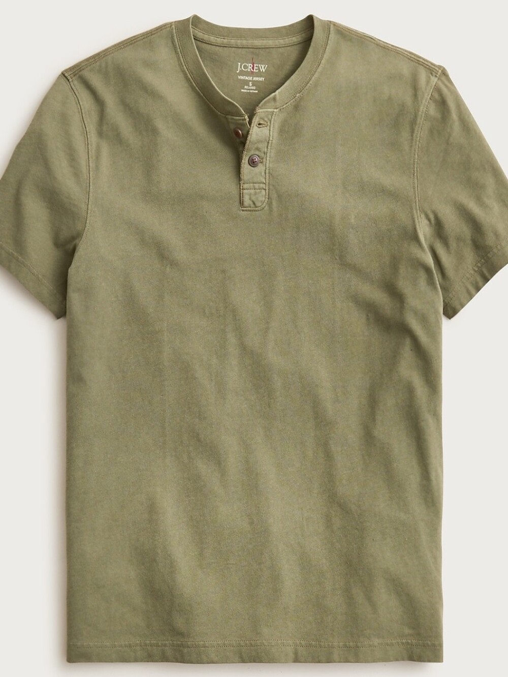 NWT J.Crew Men's Short-Sleeve Vintage-Wash Cotton HenleyOlive size Medium Tee